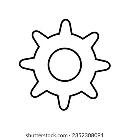 Zahnradsymbol, Vektorgrafik. Ingenieurillustrationszeichen. Zahnradsymbol. Logo für Einstellungen. 