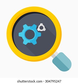 Gear icon - vector , eps10 (flat icon , long shadow)