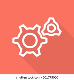 Gear icon - vector, eps10 (line icon, long shadow)