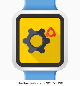 Gear icon - vector , eps10(flat icon , long shadow)