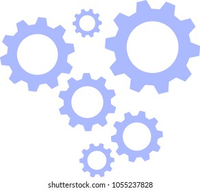 Gear Icon Vector Flat Design  Six Blue Gear There Are Ten Teeth Position By Dimensions