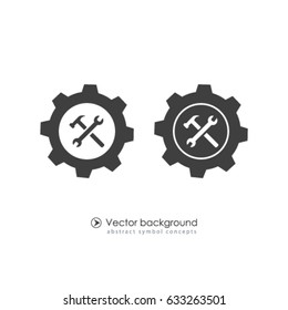 Gear icon. Vector flat design on white background
