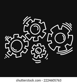 gear, icon, vector illustration black white isolated
