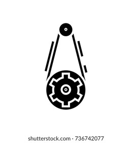 gear icon, vector illustration, black sign on isolated background