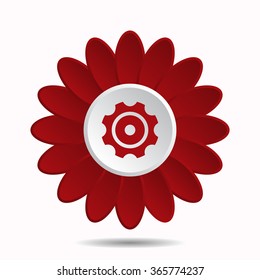 gear icon, vector illustration. Flat design style, flower icon