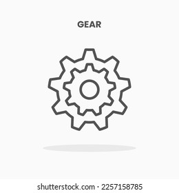 Zahnradsymbol, Vektorgrafik-Stil. Großartiges Design für Web, App und mehr. Bearbeitbarer Stroke und Pixel perfekt.