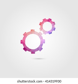 Gear icon, Vector illustration, Low Poly Design