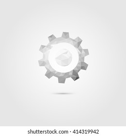 Gear icon, Vector illustration, Low Poly Design