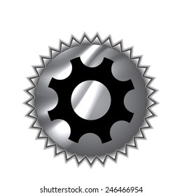 Gear icon Vector illustration on round sticker