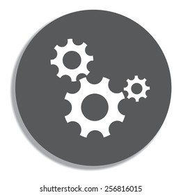Gear icon Vector illustration on a grey background