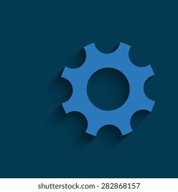 Gear icon Vector illustration on a blue background
