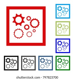 Gear icon. Vector illustration. Set color icons for website.