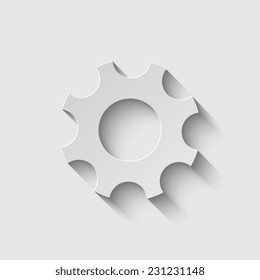 Gear icon Vector illustration with shadow on a grey background