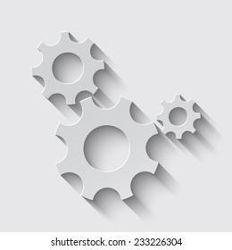  Gear icon Vector illustration with shadow on a grey background