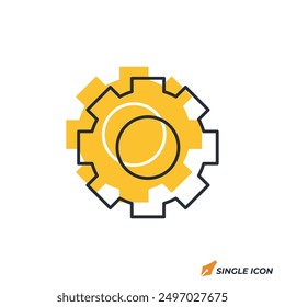 Ilustración vectorial de ícono de engranaje. Símbolo del engranaje aislado en el fondo blanco