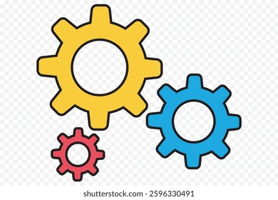 Gear icon vector illustration. Variety colorful Gear icon.  Two and Three gear on isolated background. Cogwheel sign and symbol concept. 