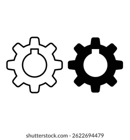 gear icon vector with line art style and bold style on white background