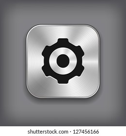 Gear icon - vector metal app button