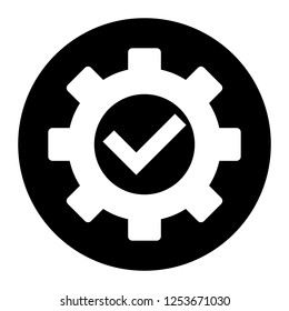 Gear icon, vector on black circle. White background