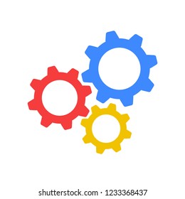 Gear icon vector. Original colorful flat logo