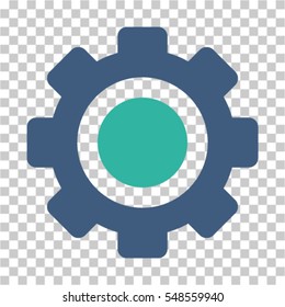 Gear icon. Vector pictogram style is a flat bicolor symbol, cobalt and cyan colors, chess transparent background. Designed for software and web interface toolbars and menus.