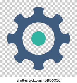 Gear icon. Vector pictograph style is a flat bicolor symbol, cobalt and cyan colors, chess transparent background. Designed for software and web interface toolbars and menus.
