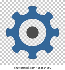 Gear icon. Vector pictograph style is a flat bicolor symbol, cobalt and gray colors, chess transparent background. Designed for software and web interface toolbars and menus.