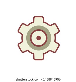 gear icon vector, red simple design, outline illustration.