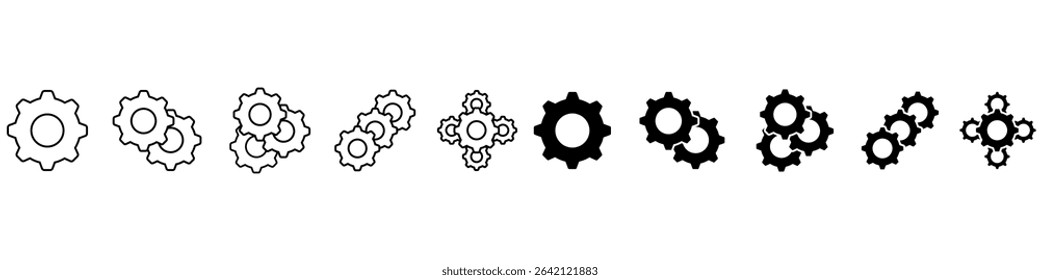 Gear icon vector set. clockwork illustration sign collection. Mechanics symbol. technical web icons.
