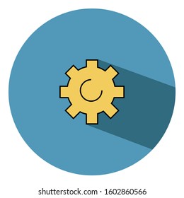 gear Icon vector. Simple flat symbol. Perfect colour pictogram illustration with long shadow