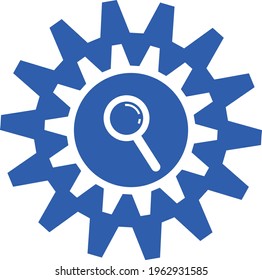 Gear Icon vector. Simple flat symbol. innovation icon. Search engine and cog outside. Premium quality graphic design element. Modern sign, linear pictogram, outline symbol. Business concept.