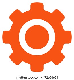 Gear icon. Vector style is flat iconic symbol with rounded angles, orange color, white background.