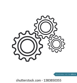 Gear Icon Vector Template, Flat Design Engineering Cogwheel