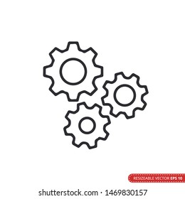 Gear Icon Vector Template, Flat Design Engineering Cogwheel