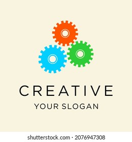 Gear Icon Vector Template, Flat Design Engineering Cogwheel Illustration Design