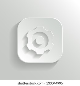 Gear icon - vector white app button