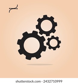 gear icon with vintage background vector art, ilustration vector of setting or enginering isolated