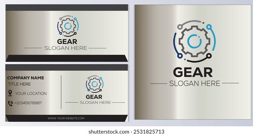GEAR ICON VISITING CARD DESIGN TEMPLATE.