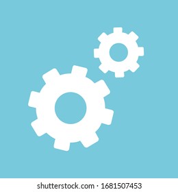 Gear icon. For websites and apps. Image on blue background. Flat line vector illustration. EPS 10