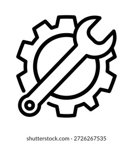 Icono de engranaje con una llave