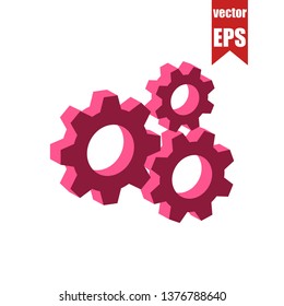 Gear icon.Isometric and 3D view.