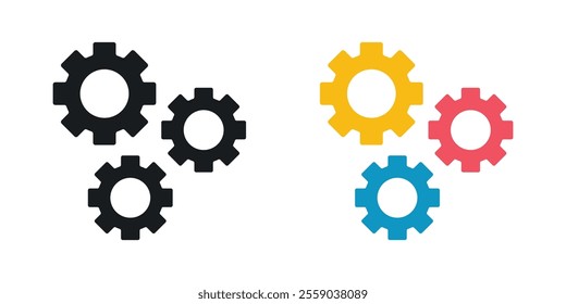 Gear icons in black and colored version