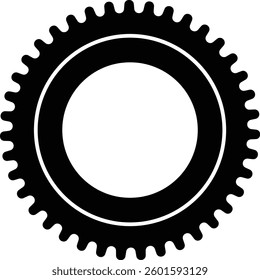 Gear Icons - Black and Outline Design Elements