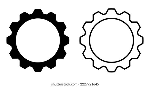 Gear icons. Black gear wheel icons. Gear setting vector icon set. Isolated black gears mechanism and cogwheel. Vector illustration