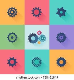 Gear icons. Cogwheels set. Vector illustration.