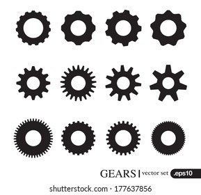 Gear icons design elements. Gears Silhouette. Gear Concept. vector set