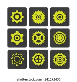 Gear Icons Design with Long Shadow