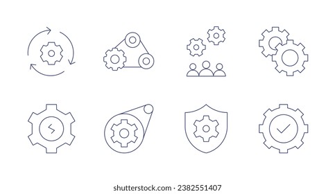Gear icons. Editable stroke. Containing recovery, gear, development, security, gears, check.