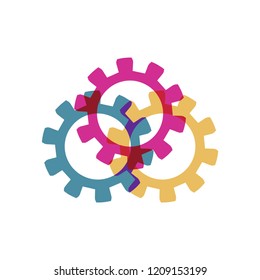 Gear icons. Overlay effect. Precision machinery relative emblem