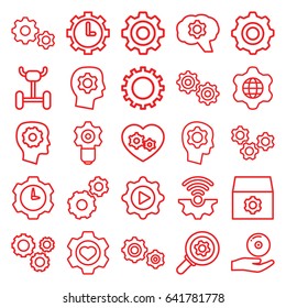 Gear icons set. set of 25 gear outline icons such as cd on hand